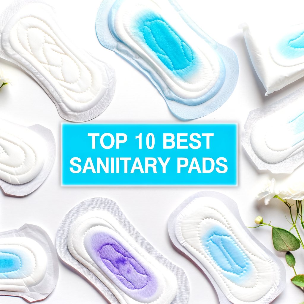 A comparison chart showcasing 10 popular sanitary pad brands, highlighting their key features, best uses, and unique selling points. The chart includes brands like Always, Stayfree, Whisper, Sofy, Rael, Saathi, Carmesi, Cora, Organyc, and Seventh Generation.