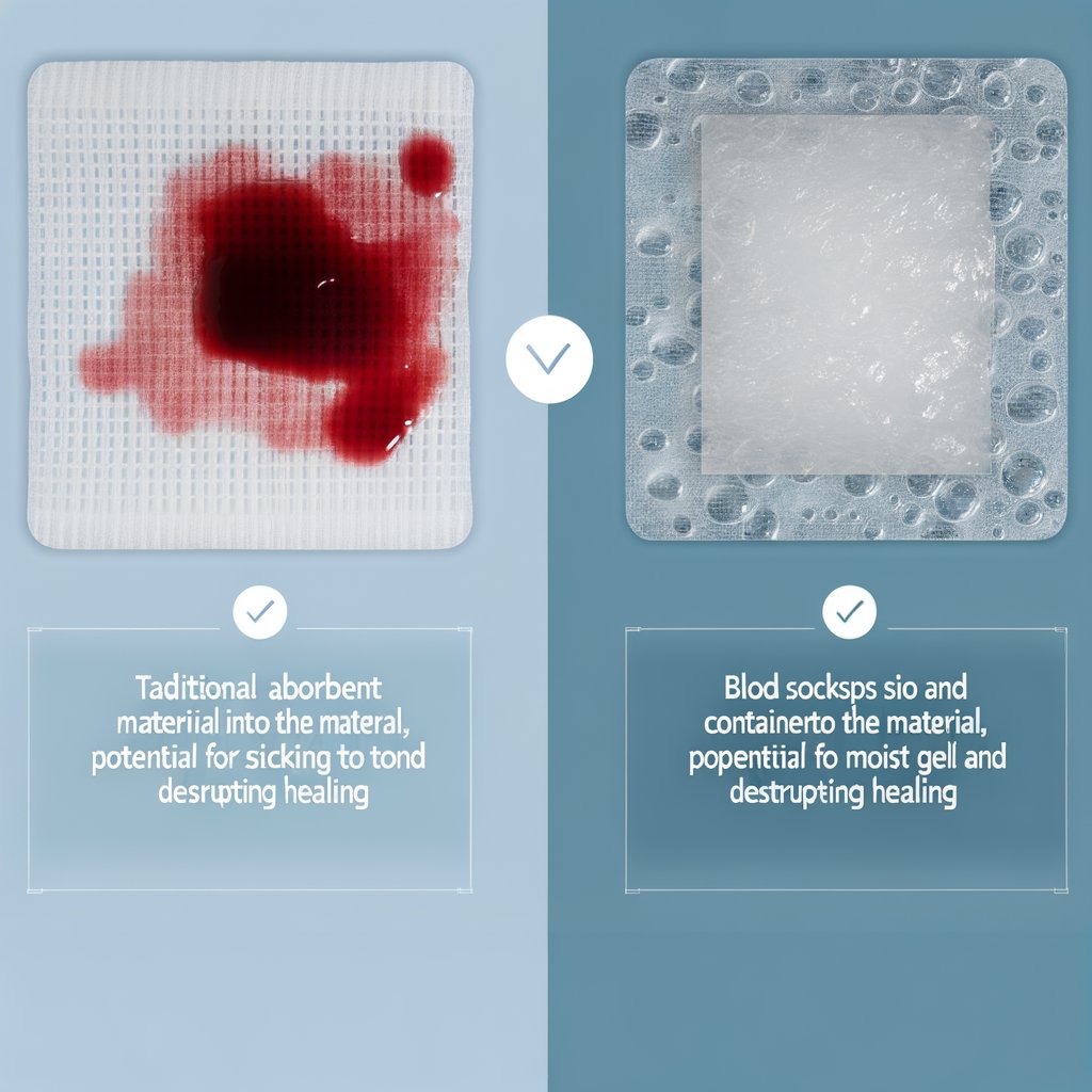 A close-up image showcasing two pieces of absorbent material side-by-side. On the left, a thin, flexible SAP gel sheet sits beside a thicker, more traditional fluff pulp absorbent material. Both materials are arranged against a white background, highlighting their contrasting textures and thicknesses.