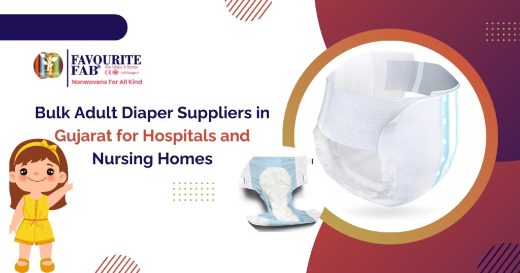 A diverse assortment of Favourite Fab adult diapers manufactured in Gujarat, India. The image showcases various sizes and styles of diapers, highlighting features such as leak guards, wetness indicators, and breathable materials for enhanced comfort and absorbency. These diapers are designed for reliable incontinence management in hospitals and nursing homes.