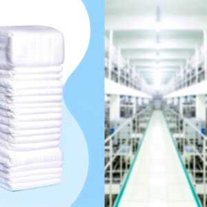 "Collage showcasing a variety of adult diapers from top Chinese manufacturers, including examples of different styles, designs, and packaging, alongside an image of a modern adult diaper manufacturing facility. This illustrates the diverse product offerings and advanced manufacturing capabilities available in China's adult diaper industry."