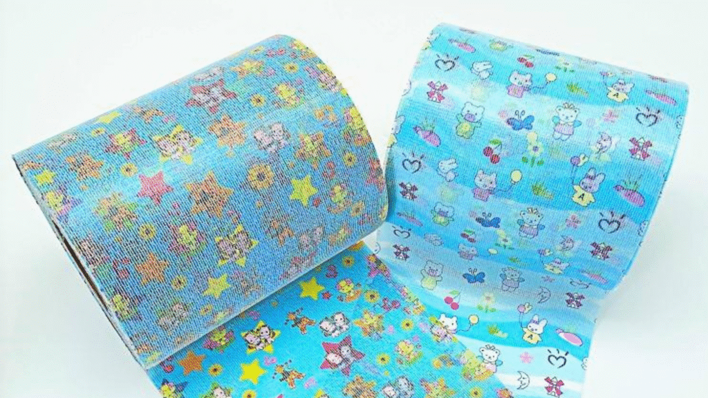A macro shot of the soft, textured surface of non woven frontal tape, highlighting its unique fiber structure that enhances diaper performance.
