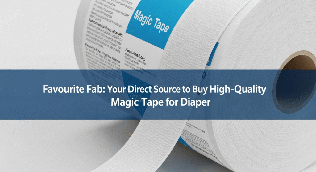A close-up photograph of a roll of premium Magic Tape for diaper, showcasing the soft, yet secure hook-and-loop texture that provides reliable fastening.