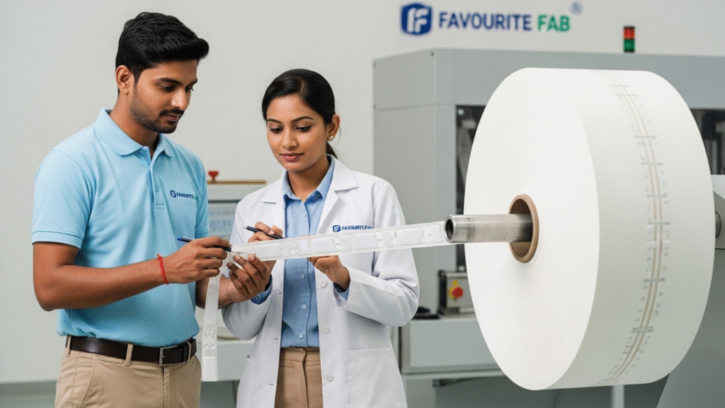 An industrial machine producing high-quality frontal tape at a leading frontal tape manufacturer in India.