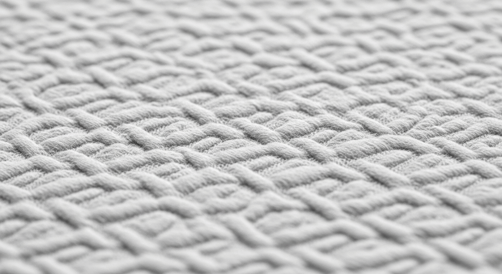 A close-up view of patterned spunlace fabric showing its unique embossed texture, highlighting its use in medical and hygiene applications for enhanced performance.