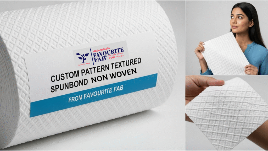 A close-up image showing a custom diamond pattern on a roll of textured spunbond, highlighting the enhanced grip and soft tactile nonwoven surface.