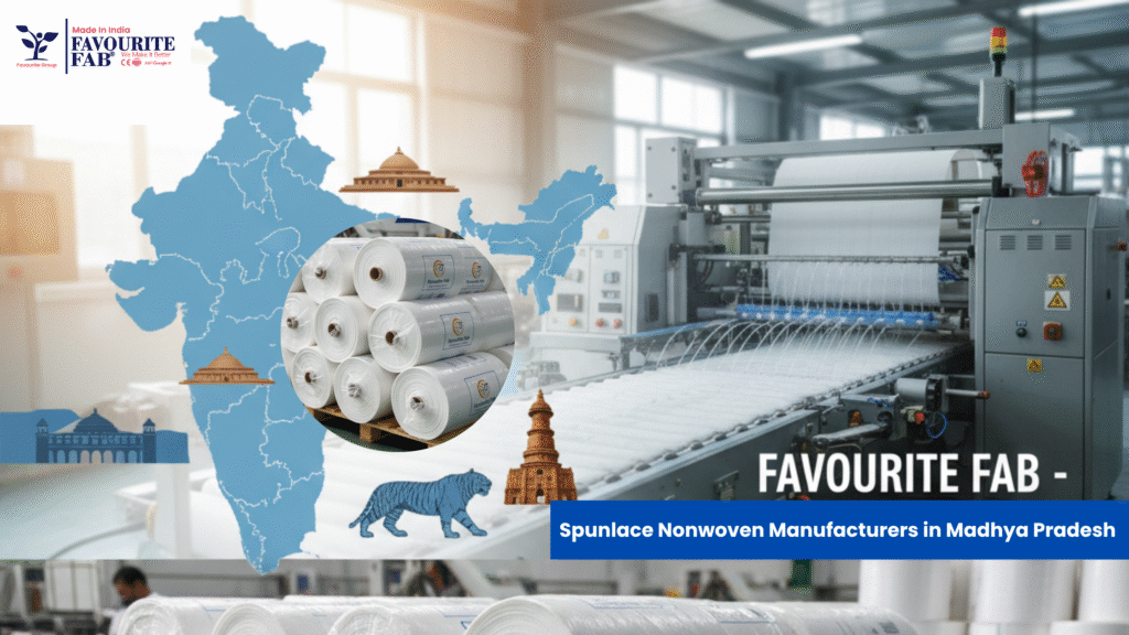 Close-up of premium spunlace nonwoven fabric rolls ready for shipment from one of the leading Spunlace Nonwoven Manufacturers in Madhya Pradesh. This hydroentangled material is known for its softness and superior absorbency for commercial wipes.