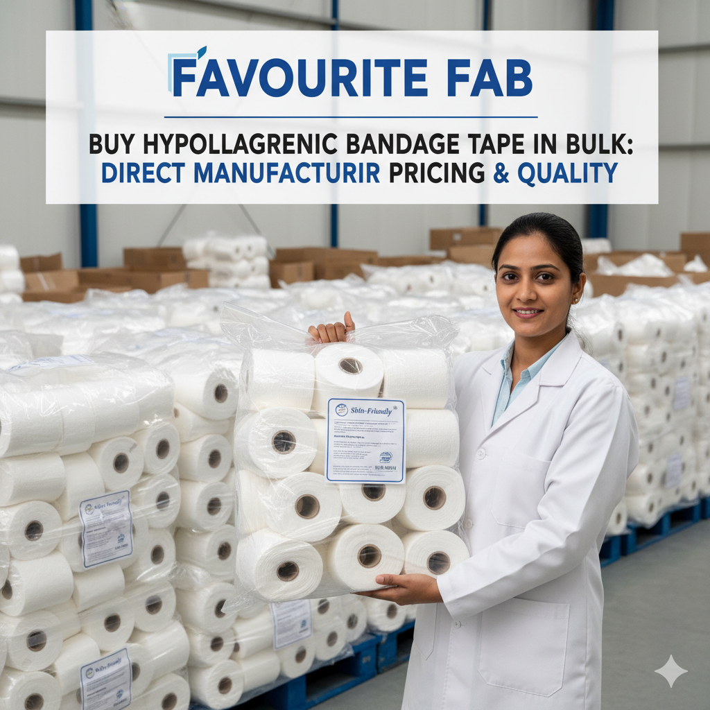 Rolls of skin-friendly hypoallergenic bandage tape, highlighting the bulk quantities available for wholesale purchase from Favourite Fab.