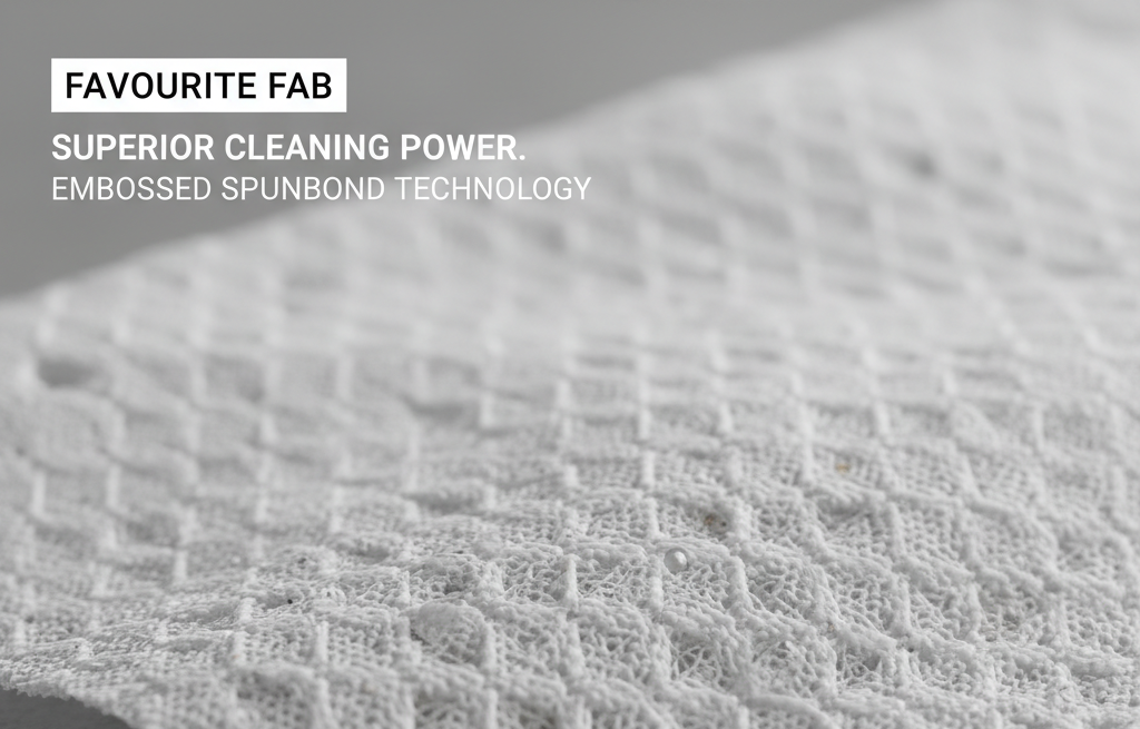 A magnified view of a wet wipe embossed spunbond substrate, clearly showing the three-dimensional pattern designed for superior dirt capture and fluid distribution.