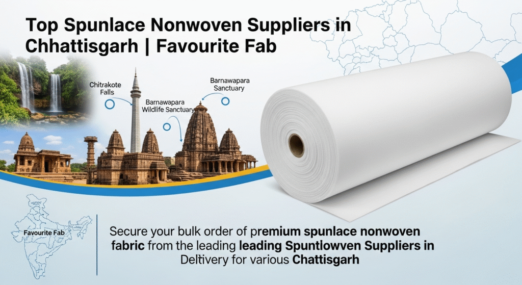 Close-up shot of a high-quality spunlace nonwoven fabric roll, symbolizing the reliable products from Spunlace Nonwoven Suppliers in Chhattisgarh.