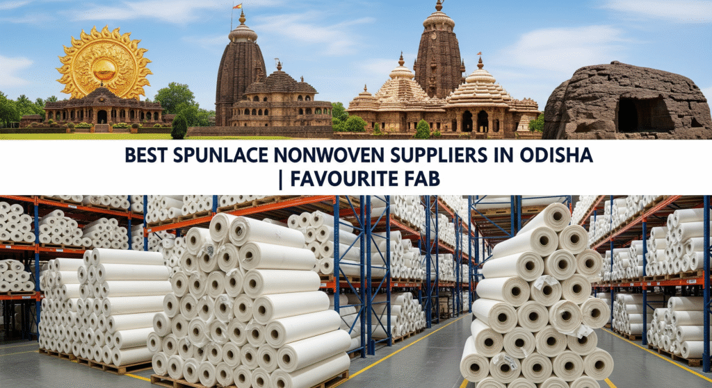 A high-quality image displaying various rolls of nonwoven fabric ready for distribution from a leading Spunlace Nonwoven Suppliers in Odisha facility.