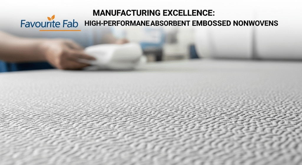 A detailed view of the surface texture of absorbent embossed nonwoven, illustrating the patterns designed for superior liquid wicking and retention in hygiene products.