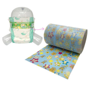 Macro view of the PP diaper side tape securely fastened, demonstrating the polypropylene film closure and robust high bond strength.