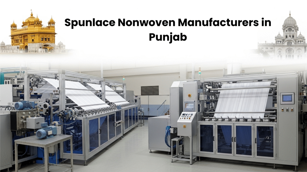 A high-quality image showcasing the advanced production line at one of the leading Spunlace Nonwoven Manufacturers in Punjab, demonstrating the hydroentanglement process for quality assurance.