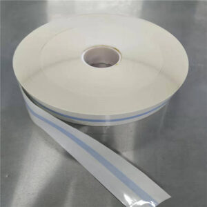 Image showing the use of the disposable non woven bandage roll securing a large wound dressing on a torso area with smooth conformity.