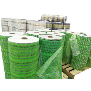 Macro view of the magic side tape for Diaper hook and loop material, demonstrating the strength of the mechanical fastener tape.