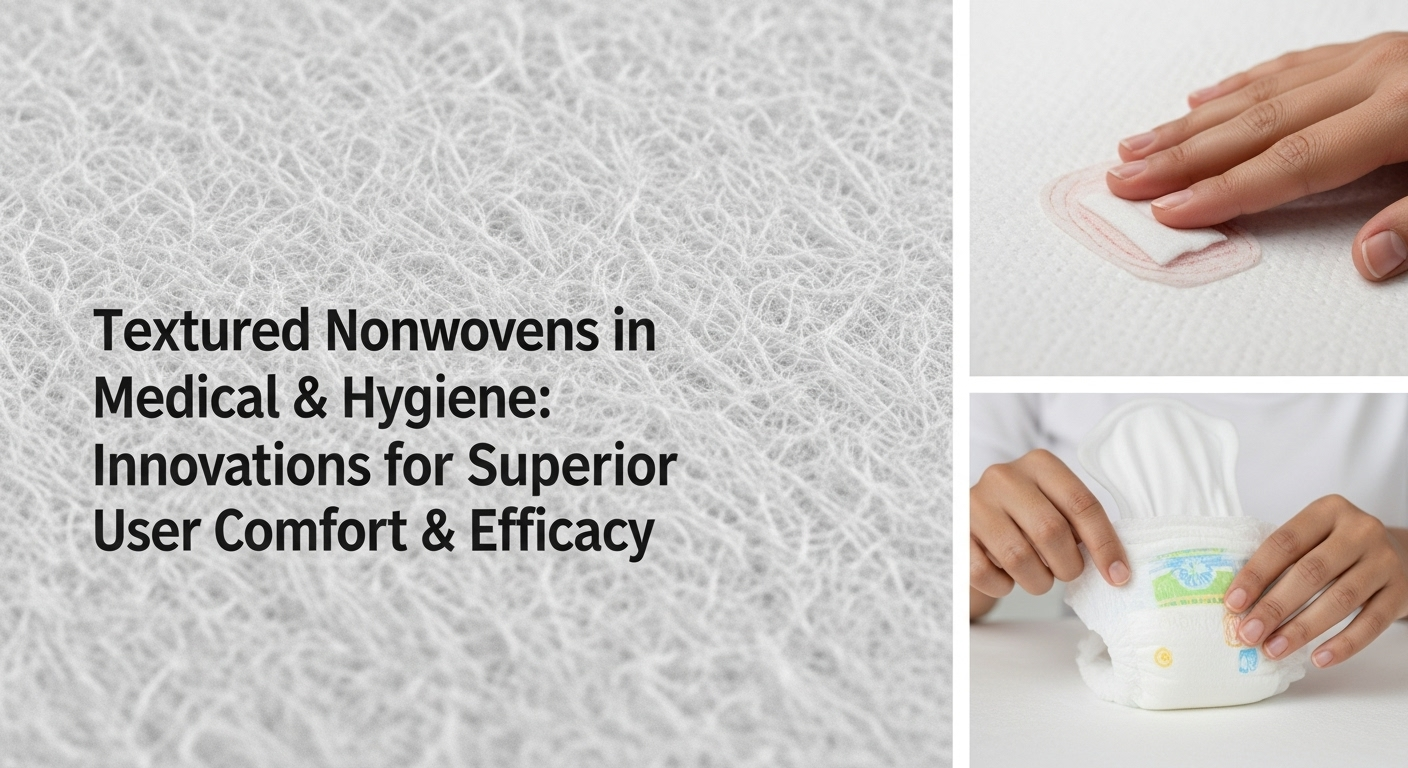 A close-up image showcasing the intricate, soft surface of a textured nonwoven material, highlighting its fine fibers and structure optimized for superior user comfort and advanced functional efficacy in medical and hygiene applications.