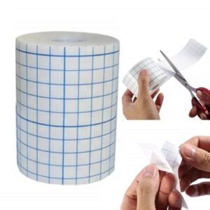 Demonstration of the non woven spunlace adhesive tape securing a dressing around a highly contoured ankle, showing its strong conformability.