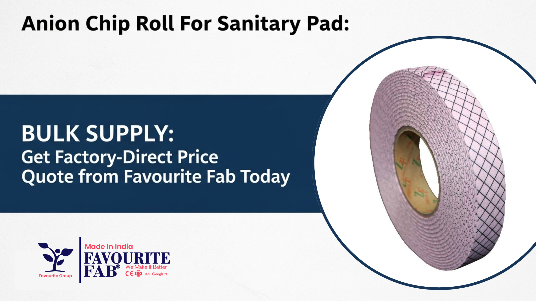 A large industrial roll of the Anion Chip Roll For Sanitary Pad material, ready for high-volume manufacturing and demonstrating bulk supply capability.