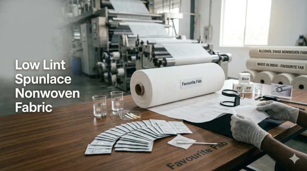 Alcohol swab nonwoven fabric roll for medical use manufactured in India by Favourite Fab