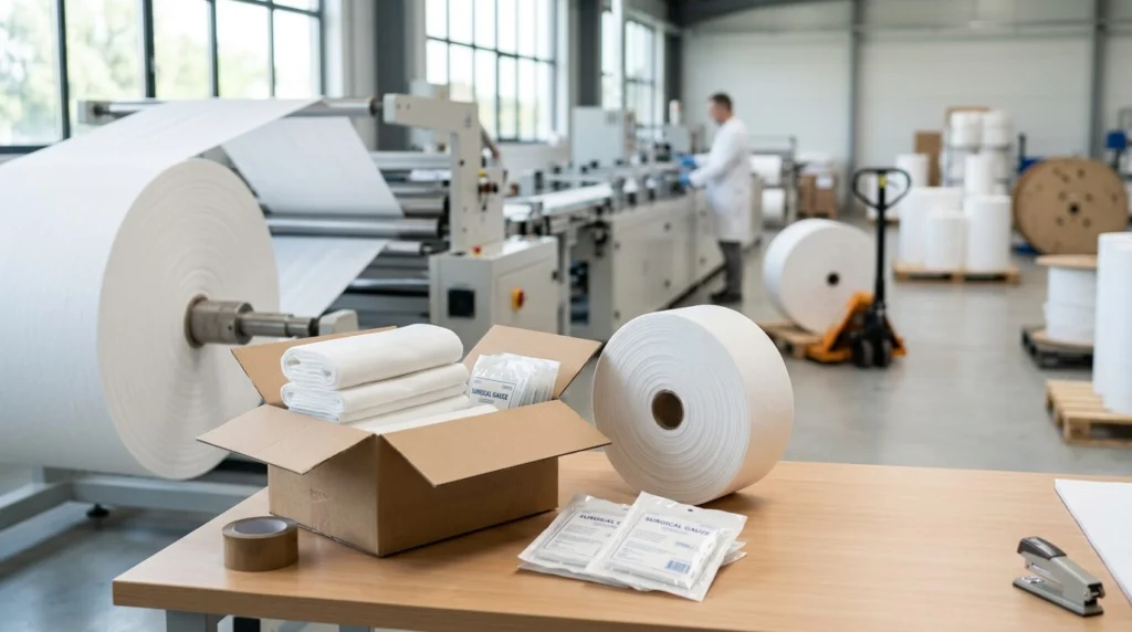 Spunlace nonwoven fabric for surgical gauze manufacturing in India