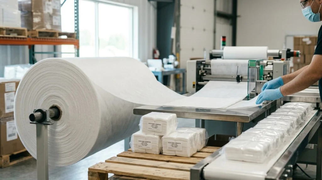Gauze swab nonwoven fabric bulk raw material medical grade supplier India