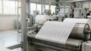 Parallel laid spunlace nonwoven fabric roll for hygiene and wipes manufacturing