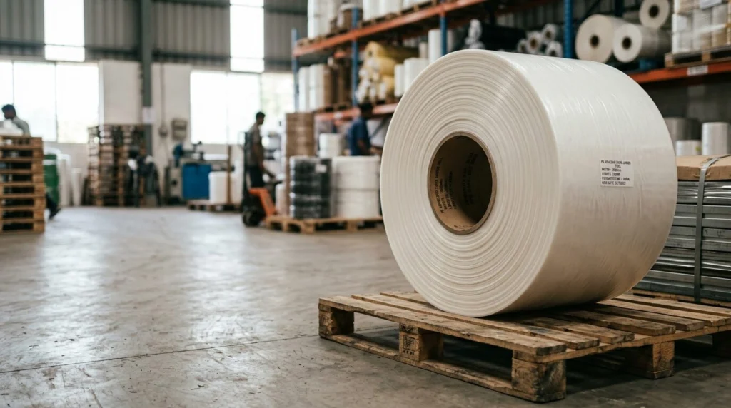 PE Adhesive Tape Jumbo Roll raw material for sanitary pads manufacturing India