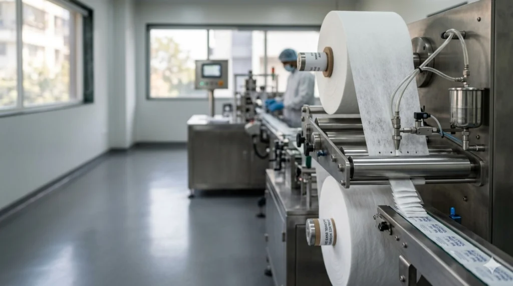 Spunlace nonwoven fabric for alcohol swab manufacturing, soft absorbent medical-grade nonwoven material roll