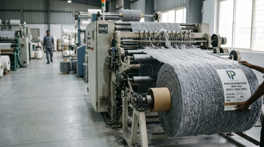 Needle punch nonwoven fabric roll for industrial and automotive applications