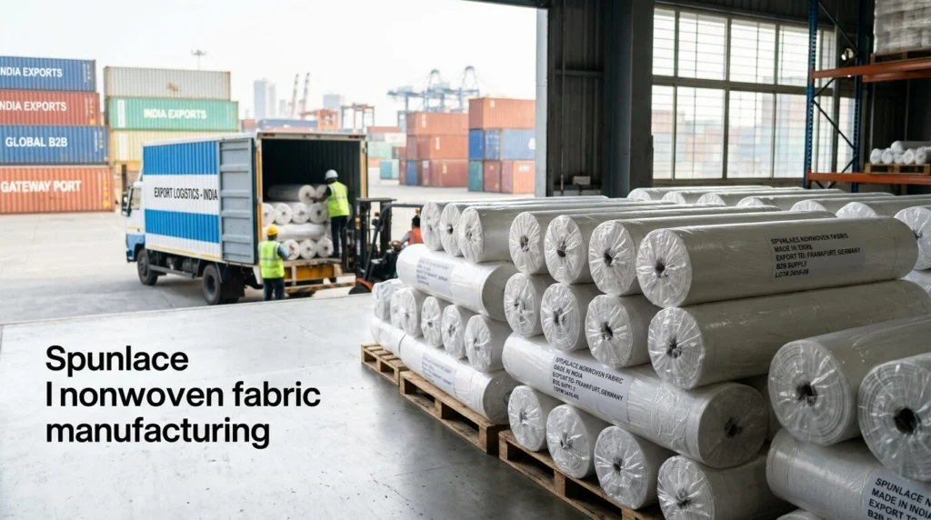 Spunlace nonwoven fabric exporter in India supplying global B2B industries with premium soft absorbent nonwoven rolls