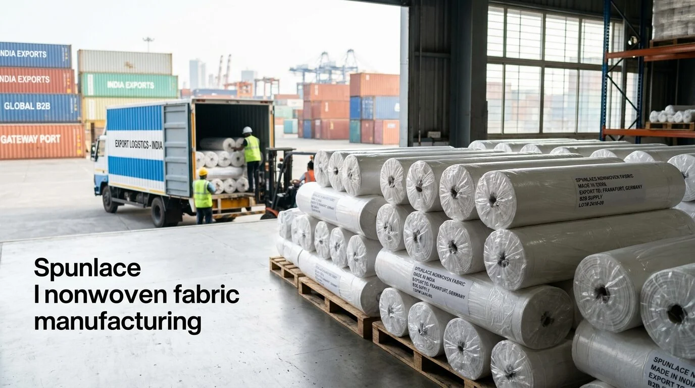 Spunlace nonwoven fabric exporter in India supplying global B2B industries with premium soft absorbent nonwoven rolls