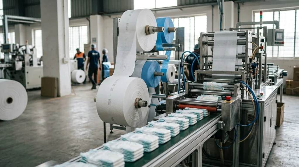 Adult diaper making machine manufacturer sourcing guide in India with high-speed automatic hygiene production solutions by Favourite Fab