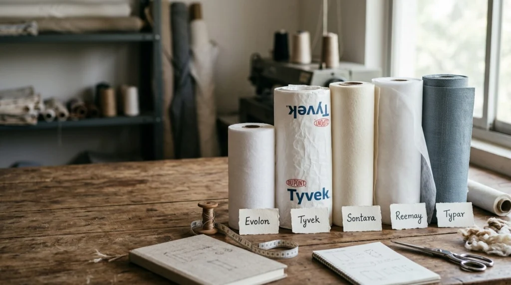 Branded nonwoven fabric alternatives in India including Evolon, Tyvek, Sontara, Reemay, and Typar for medical, industrial, filtration, automotive, and hygiene applications manufactured by Favourite Fab.