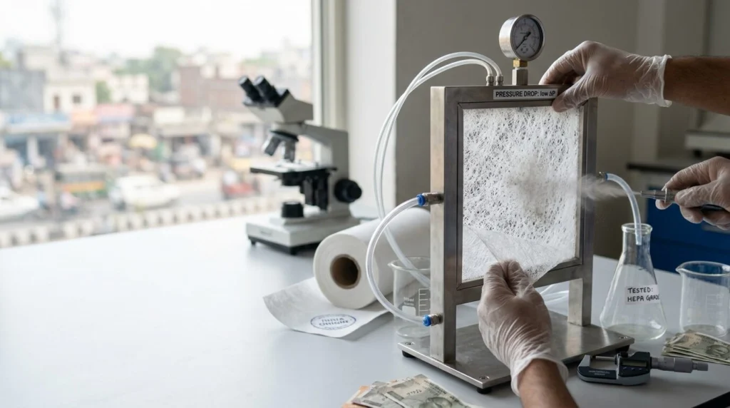 HEPA nanofibre filtration nonwoven media with electrospun fiber technology for high-efficiency air filtration applications in India.