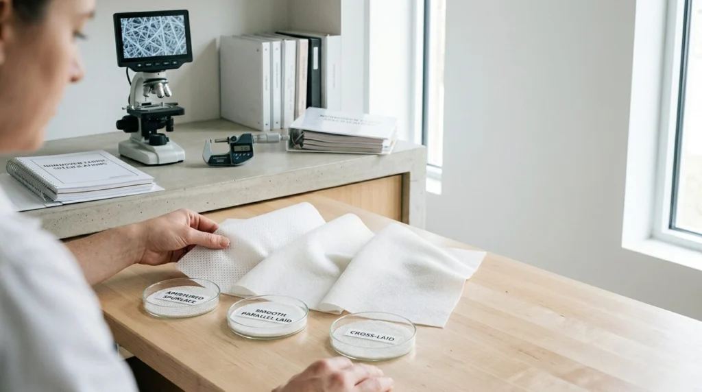 Spunlace nonwoven fabric roll used for wipes, medical textiles, hygiene products, and industrial applications with soft hydroentangled fiber structure.