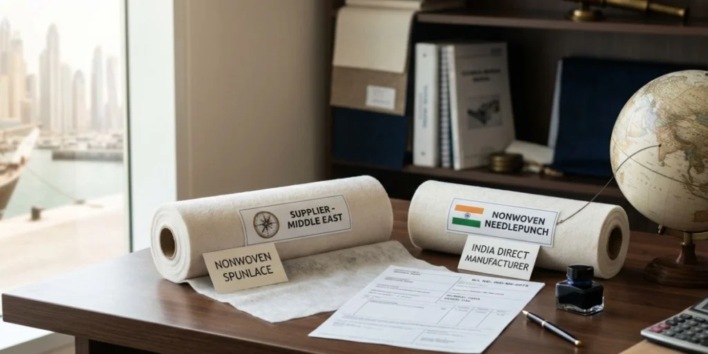 Nonwoven fabric supplier in the Middle East importing premium quality spunbond, spunlace, SMS and industrial nonwoven fabric directly from an Indian manufacturer.