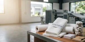 Cotton spunlace nonwoven fabric roll with soft natural texture for hygiene, wipes, medical, and personal care product manufacturing in India.