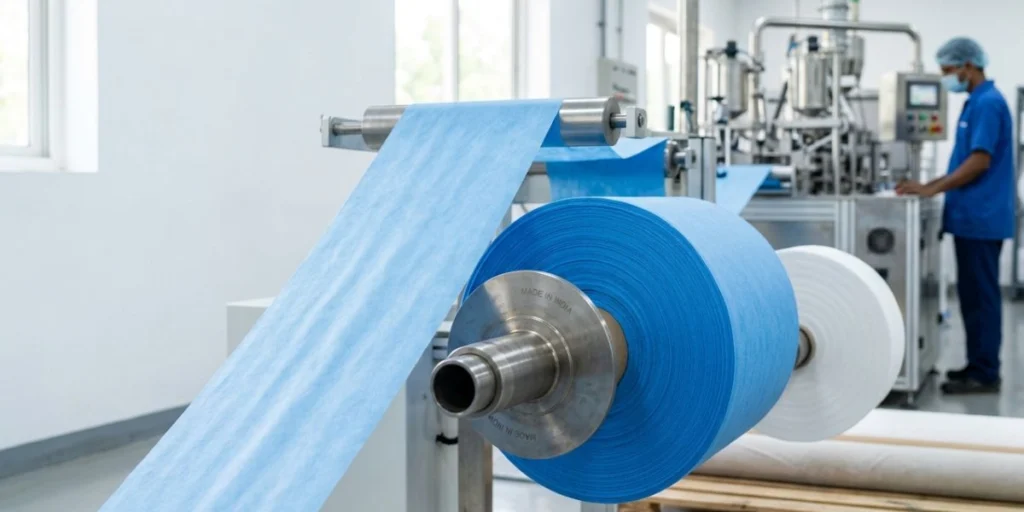 Medical nonwoven fabric manufacturer in India producing SMS, spunlace, and surgical grade nonwoven fabrics for medical gowns, masks, drapes, hygiene, and healthcare applications.