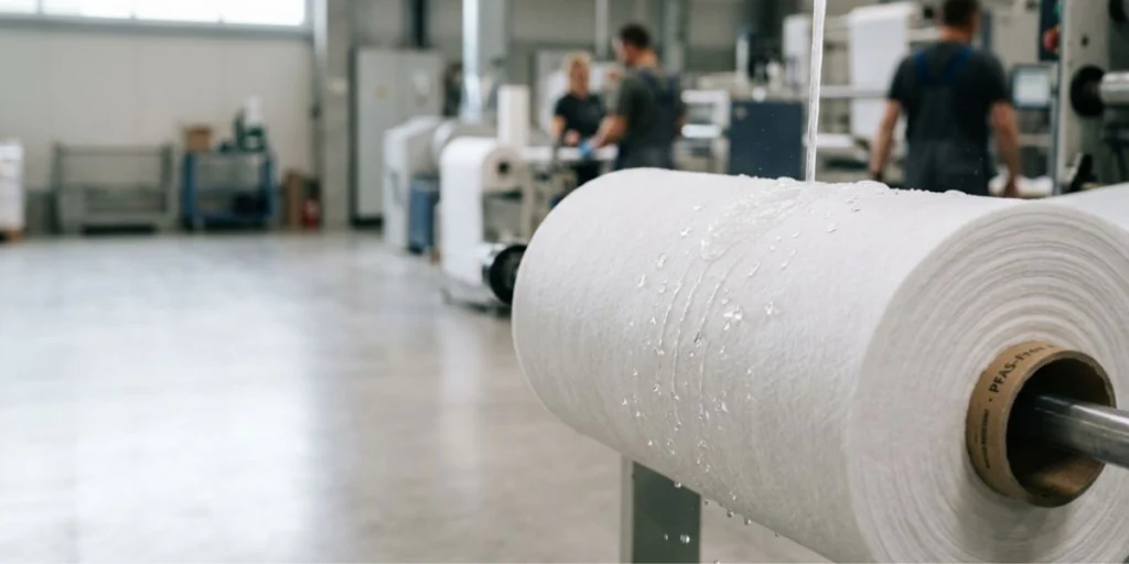 PFAS Free Water Resistant Nonwoven Fabric Manufacturer producing eco-friendly, fluorine-free nonwoven materials with durable moisture resistance for hygiene, medical, packaging, and industrial applications.