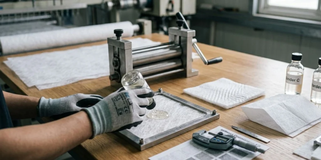 How to increase stiffness of nonwoven fabric using resin bonding, calendering, GSM control, and fiber blending for industrial and packaging applications.