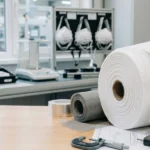 FFP3 mask filter media nonwoven fabric roll for industrial PPE manufacturing with high-efficiency particle filtration and breathable multilayer structure.