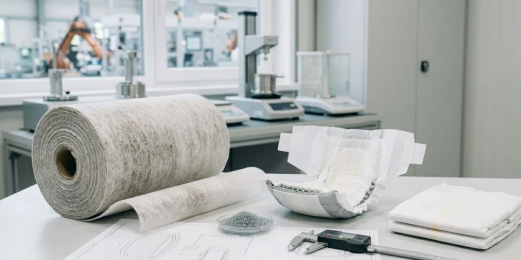 SAP core material for adult incontinence products with high absorbency layers used in adult diapers and underpads manufacturing