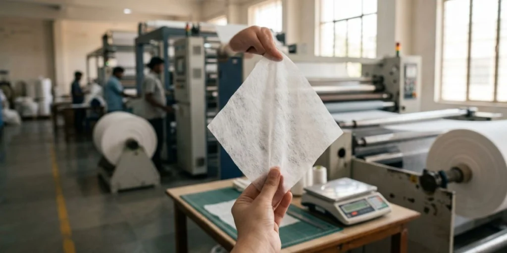 20 GSM spunlace nonwoven fabric ultra-thin grade manufactured in India for wipes, hygiene, medical, and lightweight industrial applications.