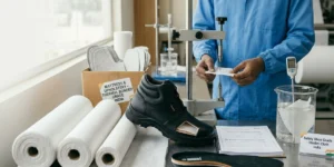 Strobel cloth nonwoven fabric for footwear and safety shoe manufacturing in India, offering high strength, flexibility, and durable shoe sole stitching support.