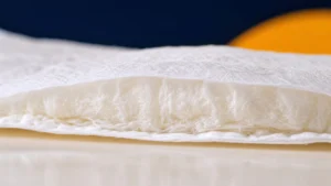 Carrier tissue wrapping the absorbent SAP core of a sanitary napkin